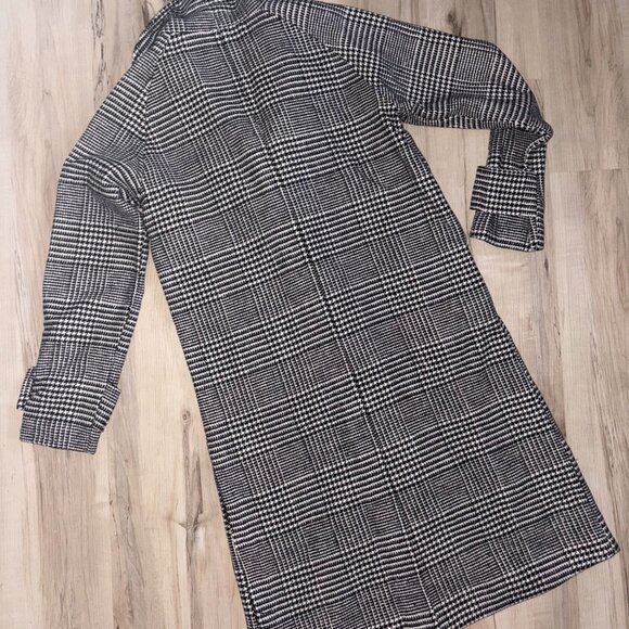 Black and White Plaid Woolen Pea Coat - Picture 8 of 8